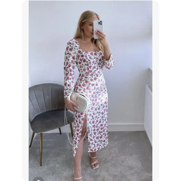 Zara Women's Dress Floral Midi Size S NEW - Picture 5 of 12